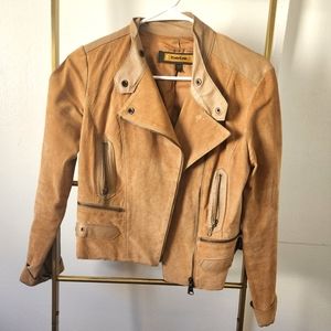 Bebe Genuine Leather Tan Biker Jacket